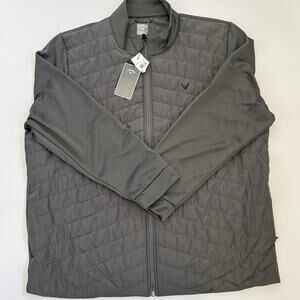 CALLAWAY Golf Jacket Mens Size 2XL (Gray Quilted Hybrid Fleece Lined UPF50 NEW)